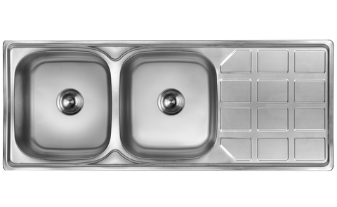 CAM AFRICA ANTI-SCRATCH DROP IN SINK 1200 X 480 DOUBLE END BOWL - Anti-scratch sink | EmmerSan Anti-scratch, Anti-scratch sink, CAM Africa, Double bowl, Drop in, Sink, spo-default, spo-disabl